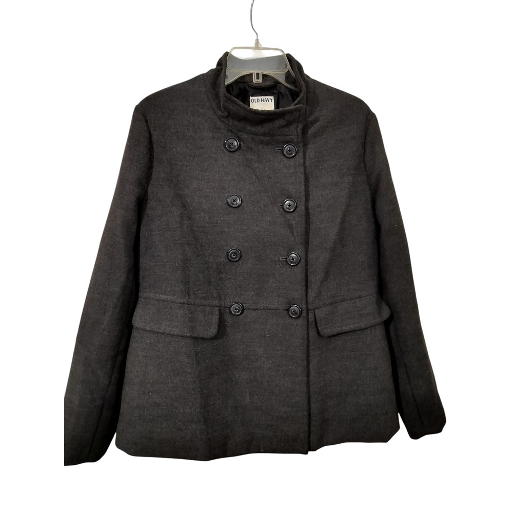 3523) Old Navy Women Charcoal Gray Cropped Peacoat Jacket Size Large - Picture 4 of 10